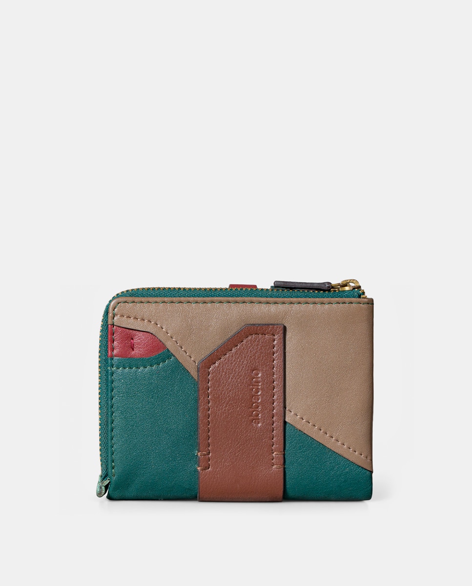 Cartera pequeña de mujer en piel cognac - Abbacino - Verde Verde-2