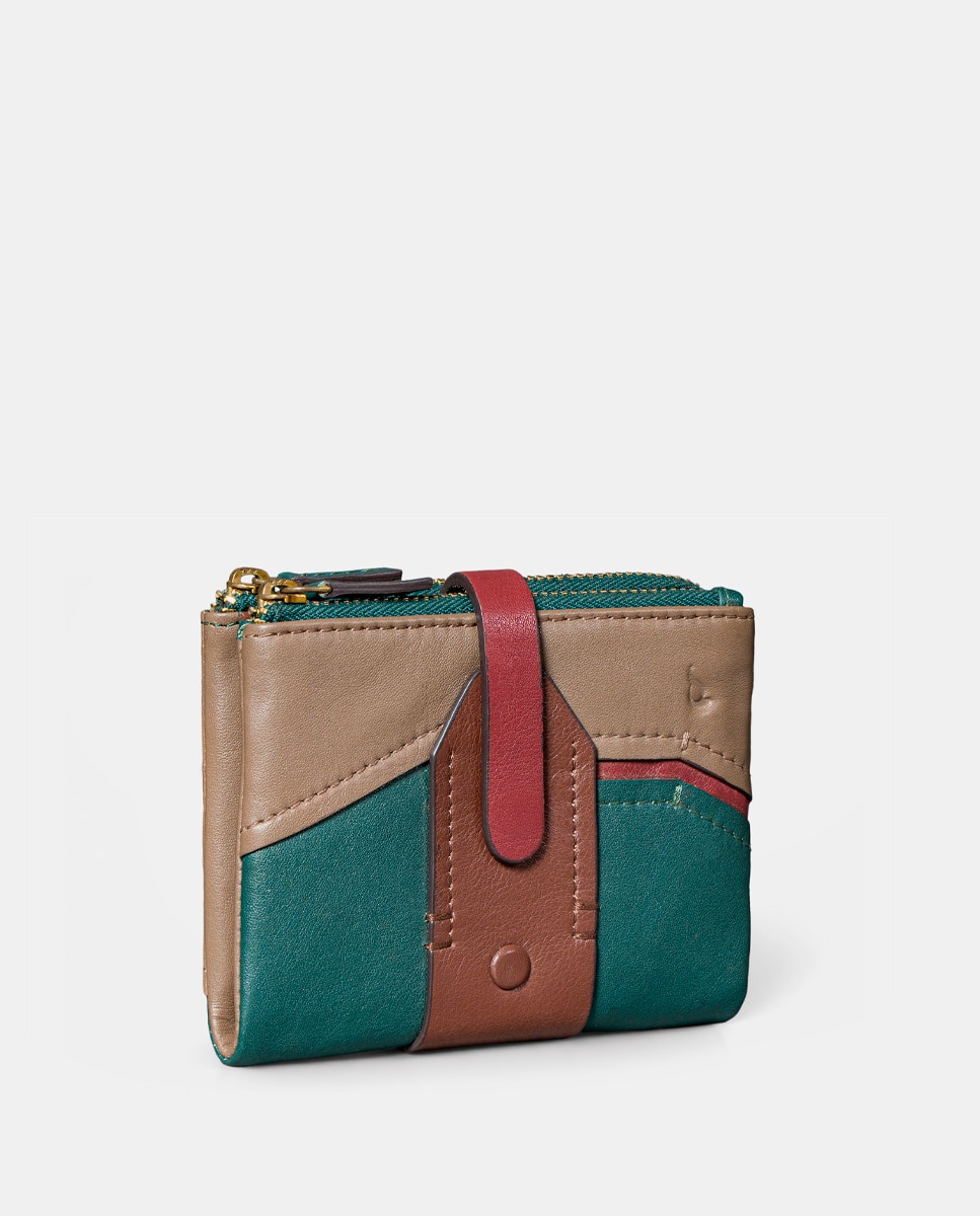 Cartera pequeña de mujer en piel cognac - Abbacino - Verde Verde-4