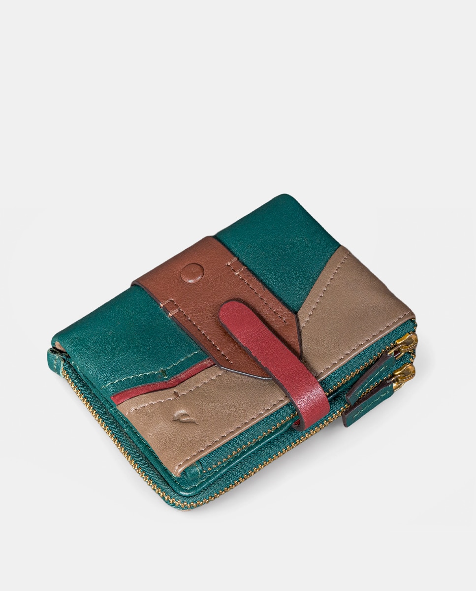 Cartera pequeña de mujer en piel cognac - Abbacino - Verde Verde-5