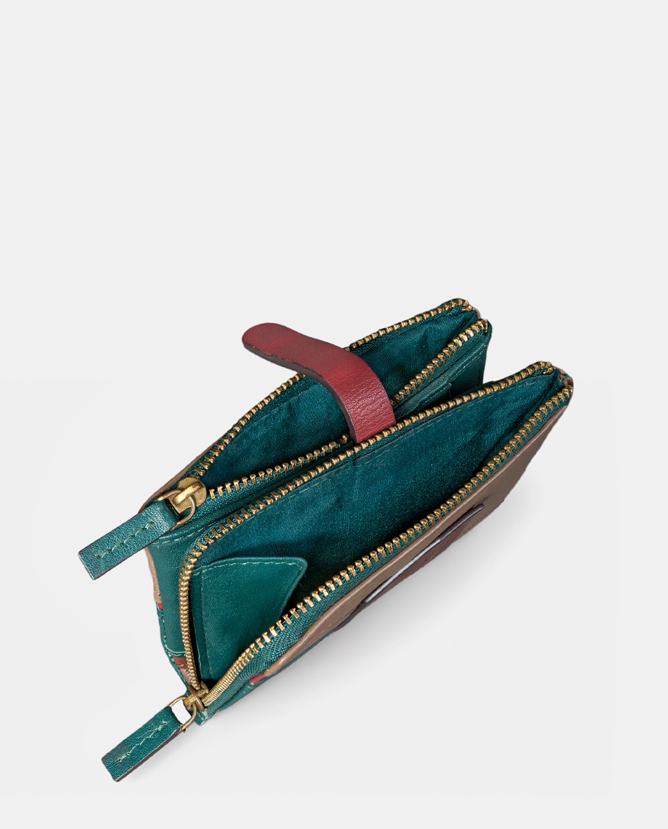 Cartera pequeña de mujer en piel cognac - Abbacino - Verde Verde-6