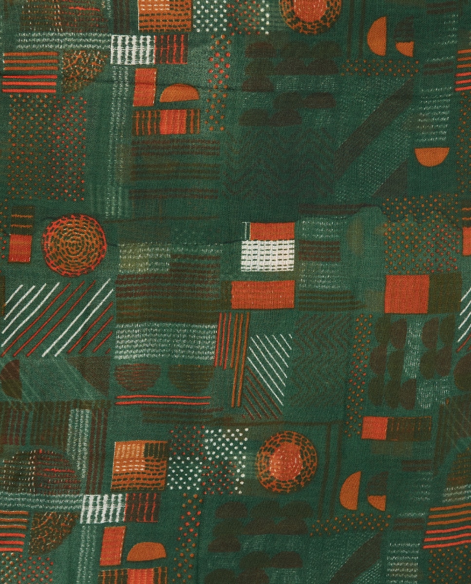 Pañuelo de lana con estampado geométrico burdeos - Abbacino - Multicolor Multicolor-4