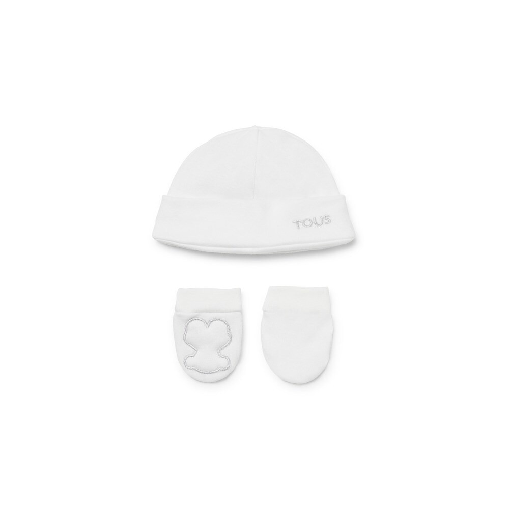 Imagen 0 de Conjunto de bebé recién nacido de algodón en color blanco con bordado Blanco