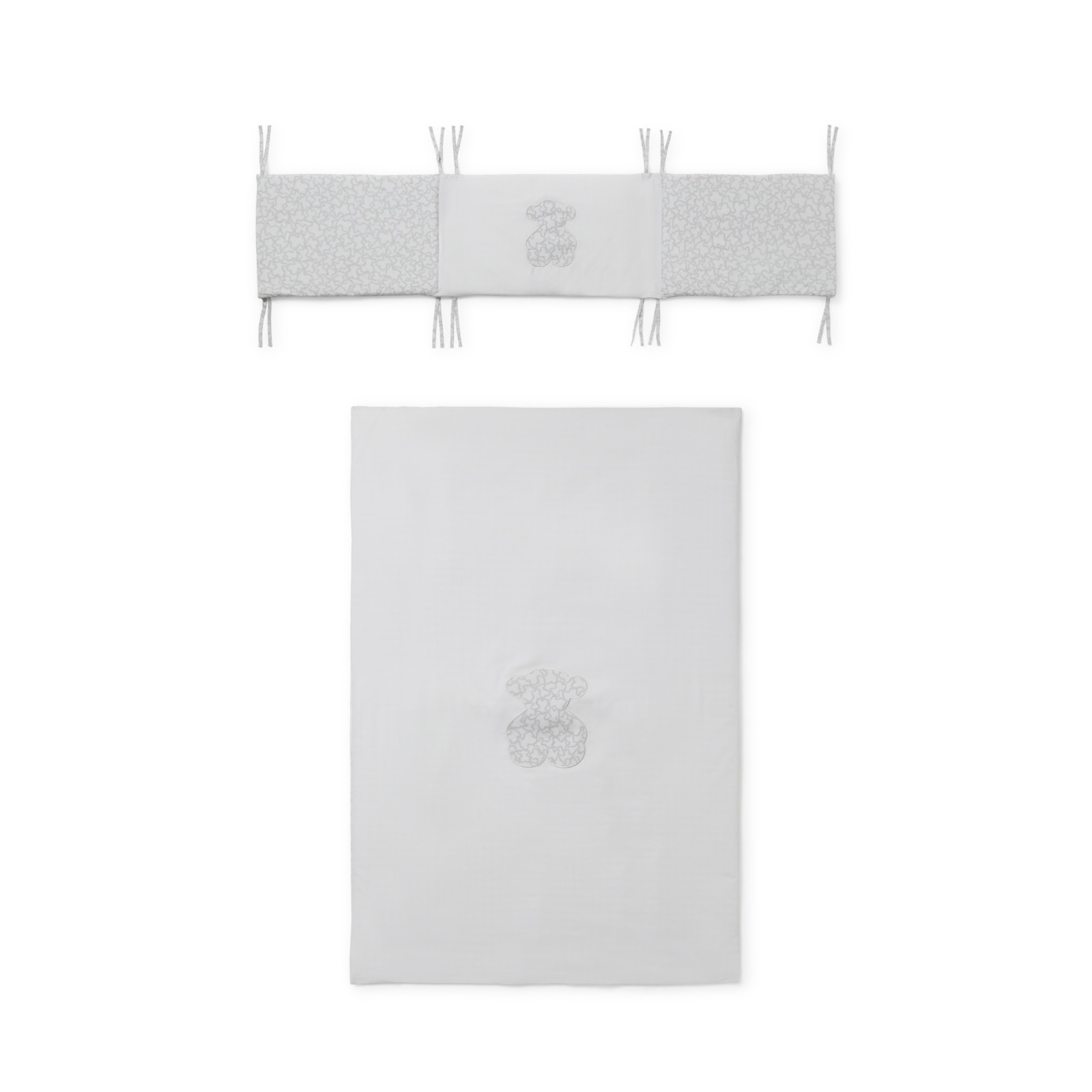 Juego de 3 piezas para cuna (60x120 cm) de protector de barrotes, funda nórdica y relleno nórdico Tous Baby HKaos - Gris Gris-2