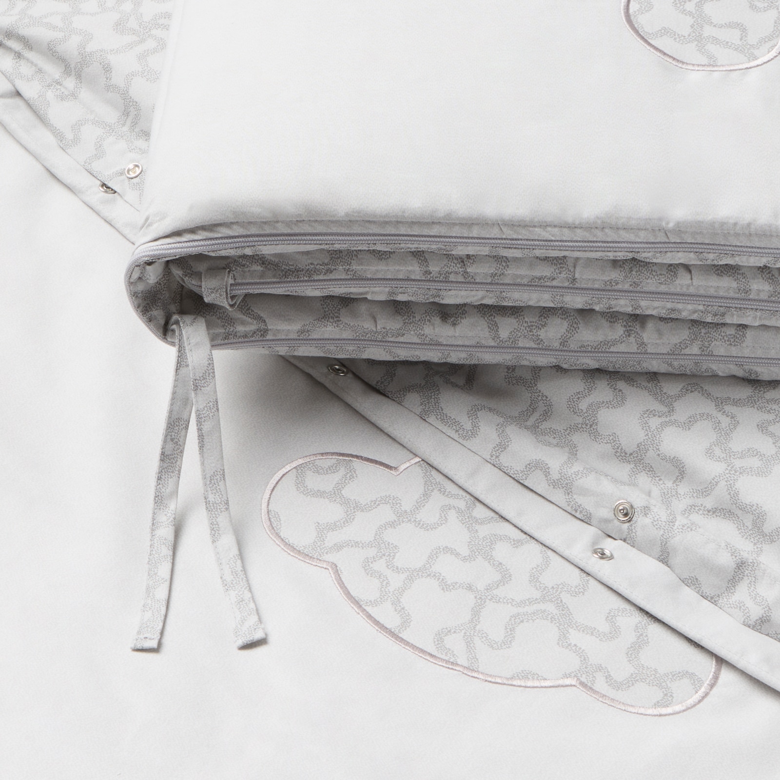 Juego de 3 piezas para cuna (60x120 cm) de protector de barrotes, funda nórdica y relleno nórdico Tous Baby HKaos - Gris Gris-3