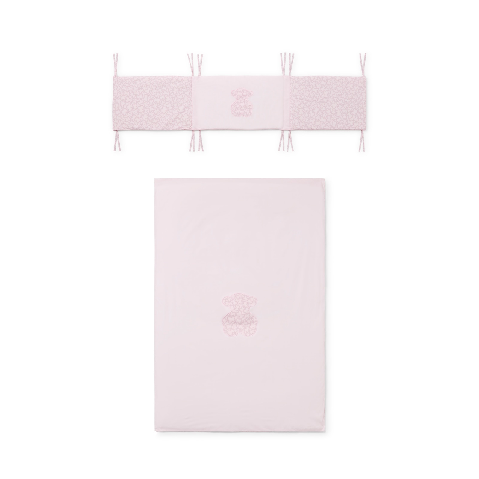 Juego de 3 piezas para cuna (60x120 cm) de protector de barrotes, funda nórdica y relleno nórdico Tous Baby HKaos - Rosa Rosa-2