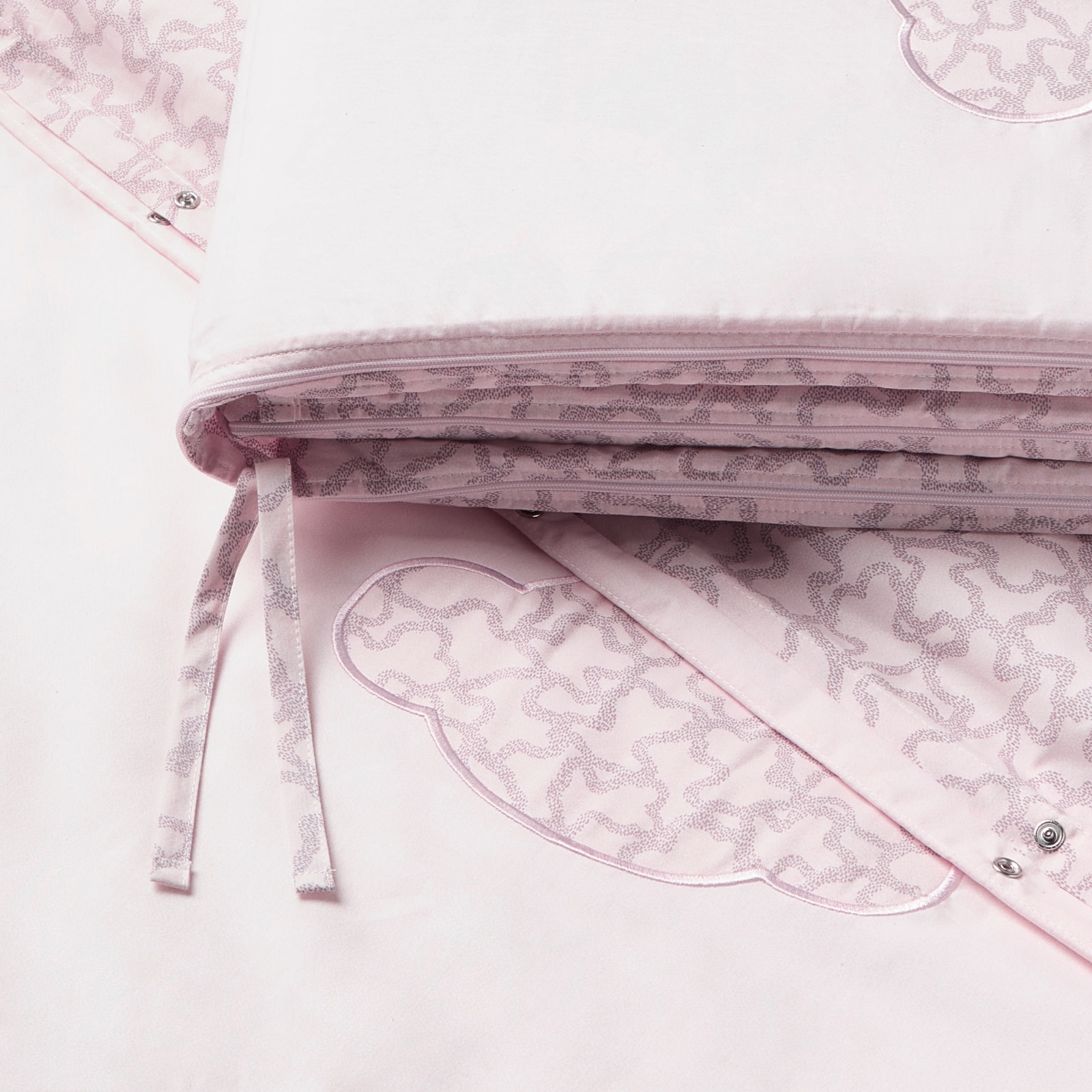 Juego de 3 piezas para cuna (60x120 cm) de protector de barrotes, funda nórdica y relleno nórdico Tous Baby HKaos - Rosa Rosa-3