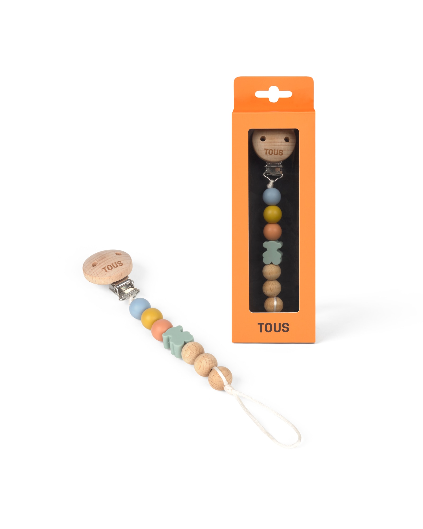 Imagen 0 de Chupetero de bebé Tous Baby en silicona y madera de haya Multicolor