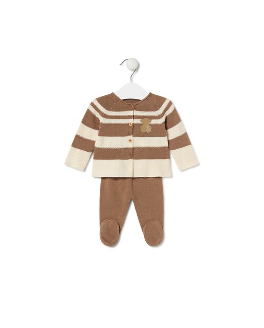 Conjunto de bebé de punto con jersey y polaina