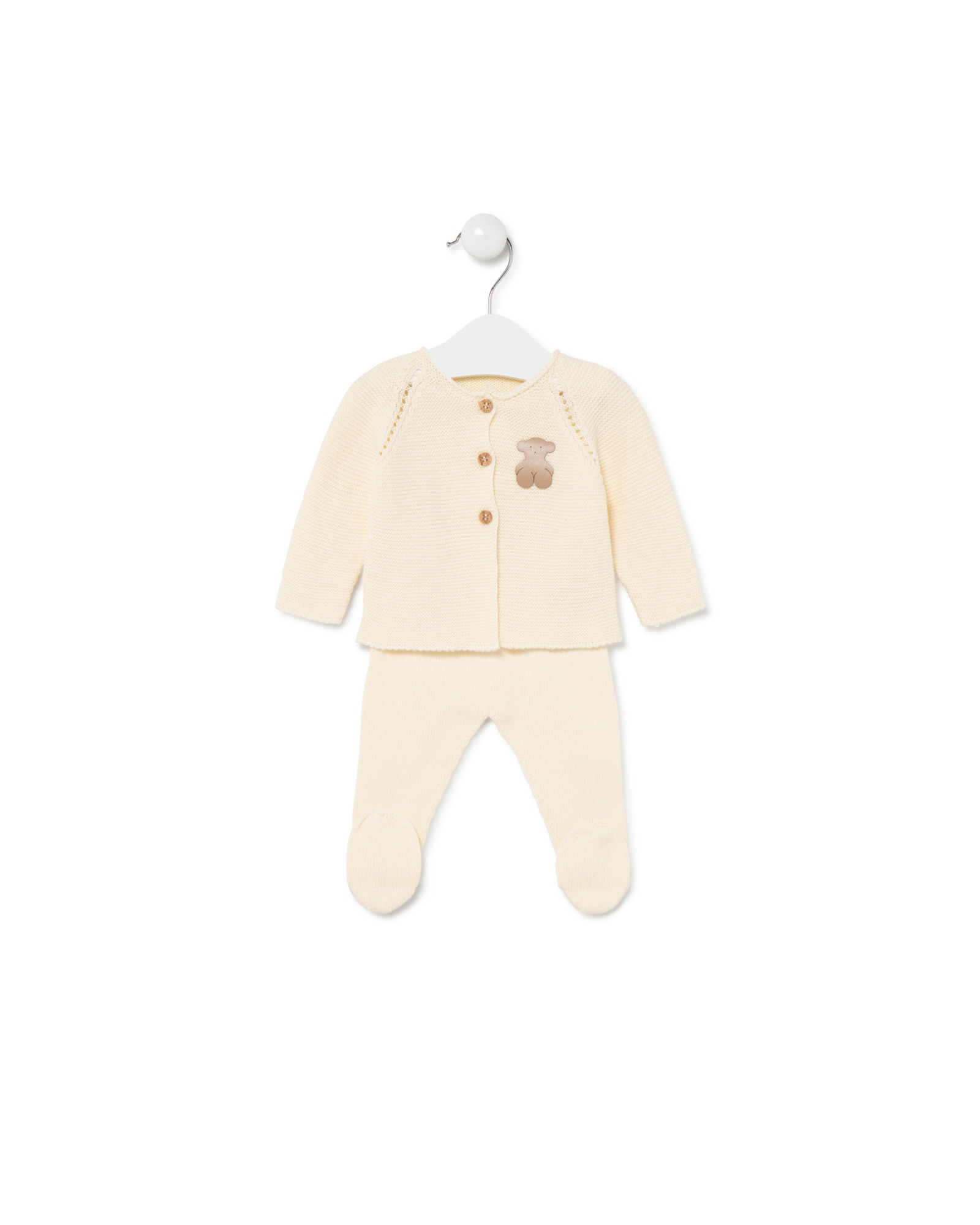 Conjunto de punto de bebé niña con jersey y polaina - Tous - Crudo Crudo-1