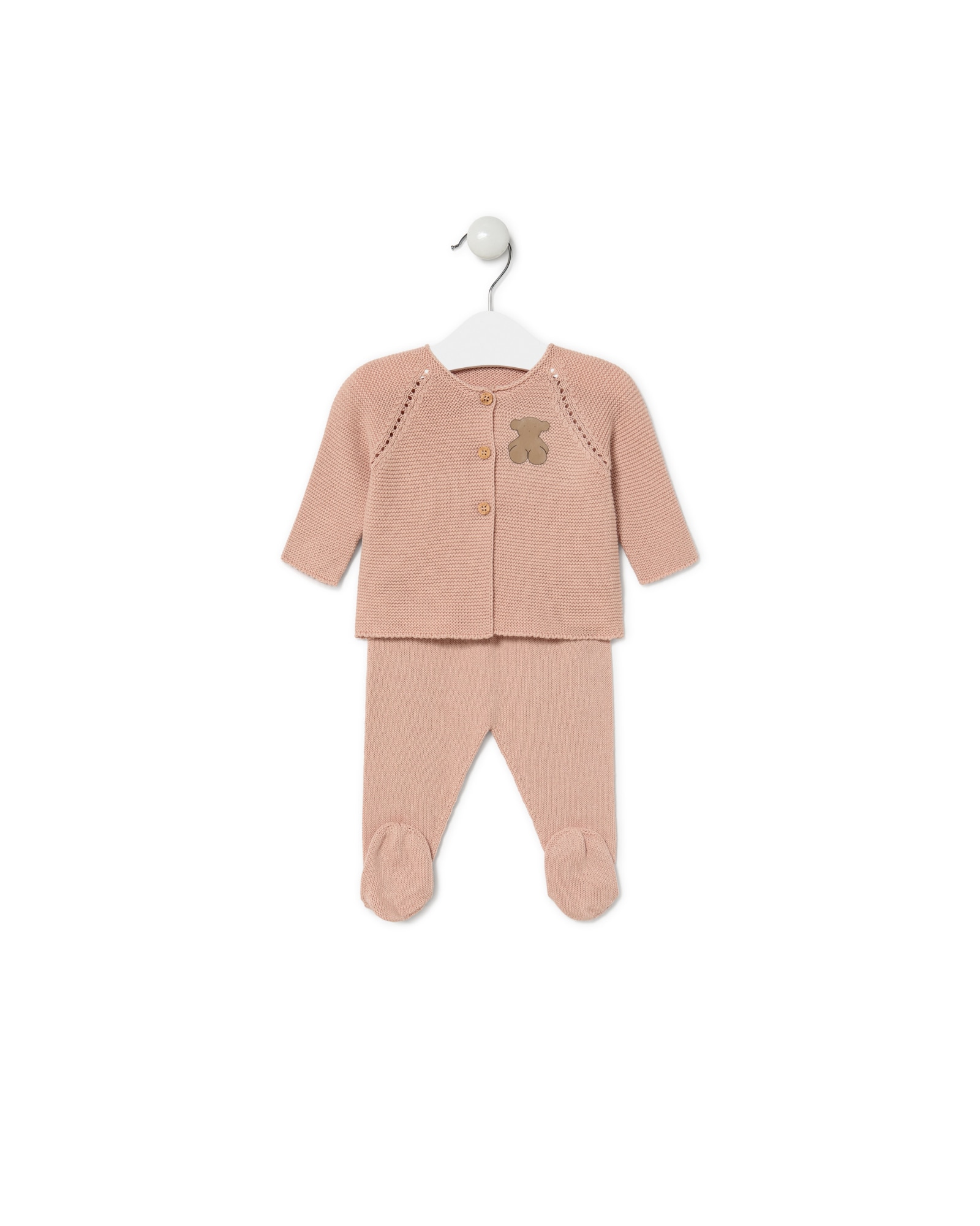 Conjunto de punto de bebé niña con jersey y polaina - Tous - Rosa Rosa-1
