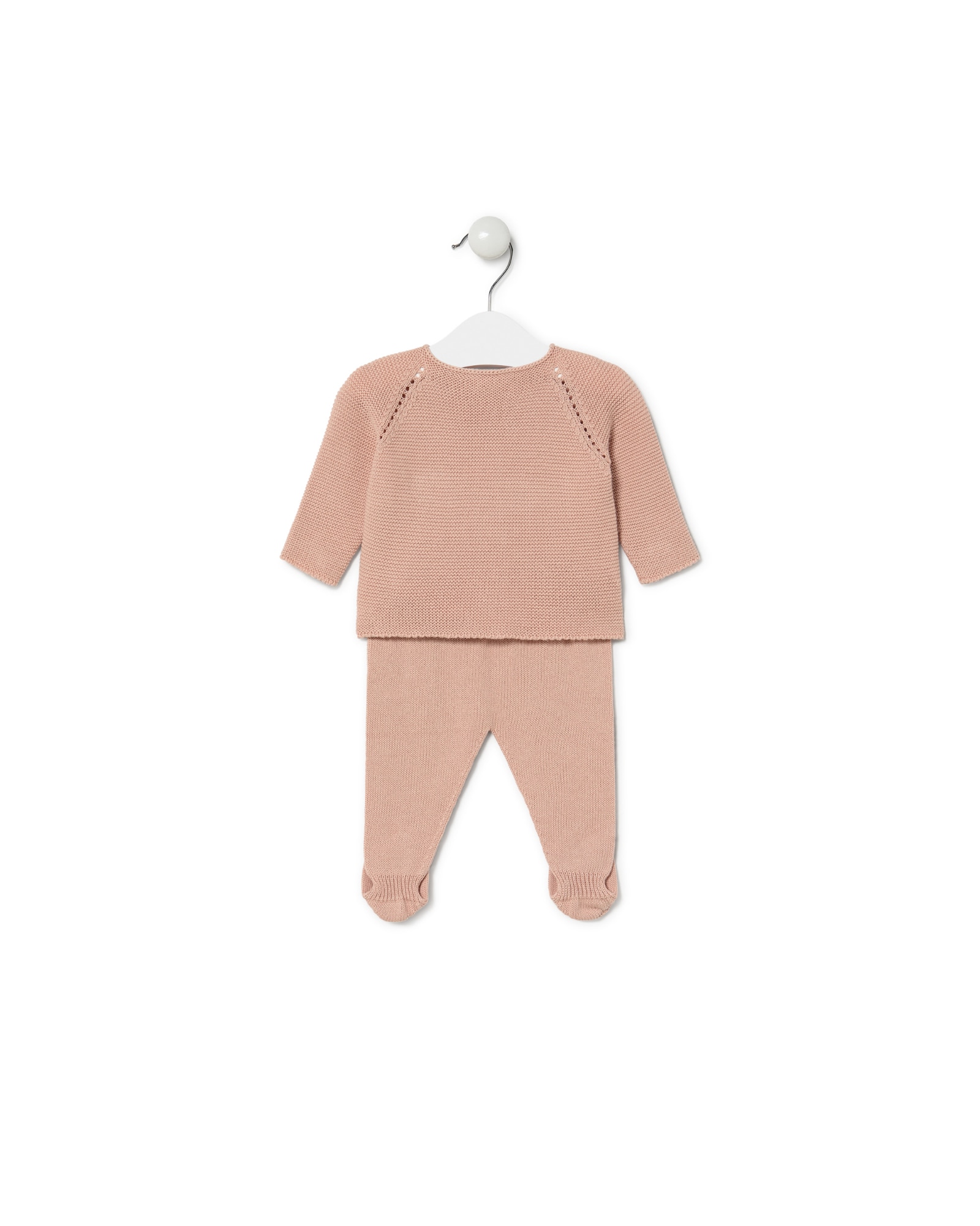Conjunto de punto de bebé niña con jersey y polaina - Tous - Rosa Rosa-2