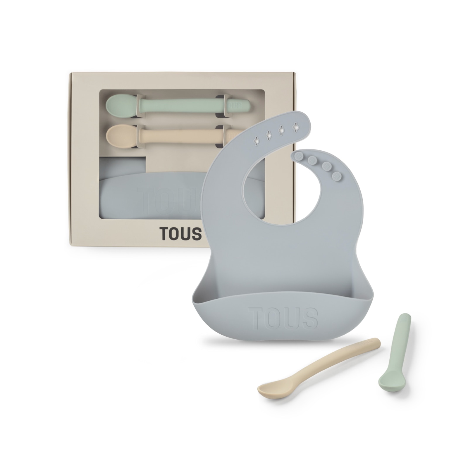 Set de babero y 2 cucharas Tous baby de silicona - Azul claro Azul claro-1