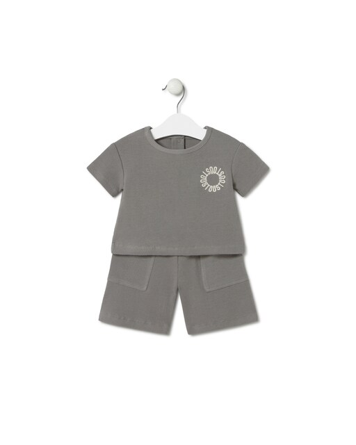 Imagen 0 de Conjunto de bebé niño 2 piezas de piqué teñido