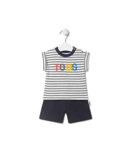 Imagen 0 de Conjunto de bebé niño de algodón a rayas y liso
