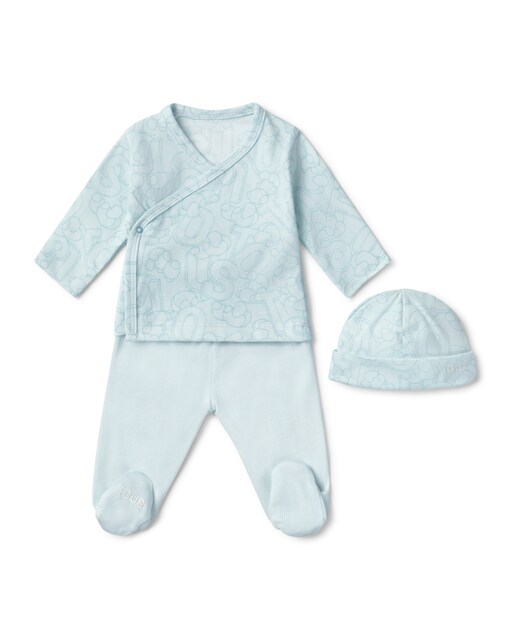 Imagen 0 de Conjunto de bebé recién nacido en algodón liso y estampado con letras y Bold Bear