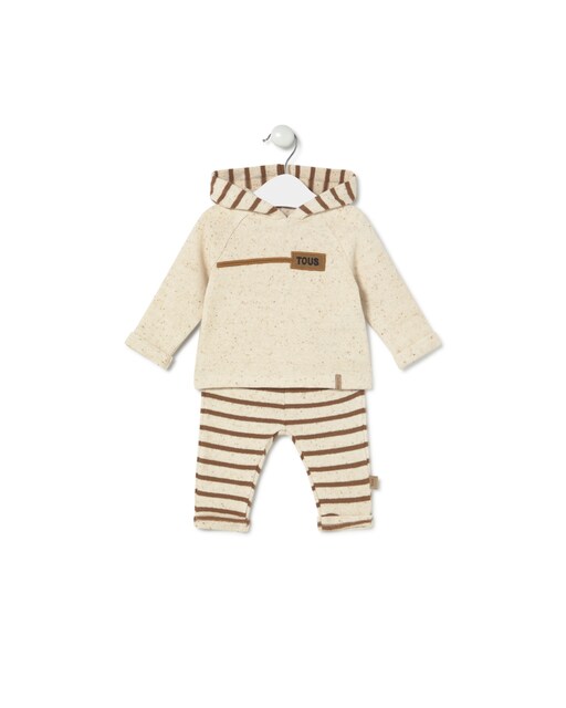 Imagen 0 de Conjunto de niño con jersey con capucha y pantalón a rayas
