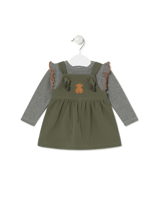 Imagen 0 de Conjunto de bebé de camiseta a rayas y peto con falda