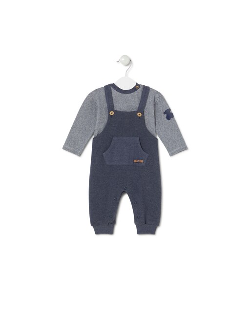 Imagen 0 de Conjunto de bebé de camiseta a rayas y peto de punto