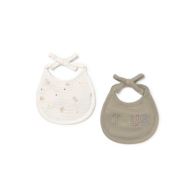 Imagen 0 de Pack de 2 baberos Tous Baby de algodón con logo TOUS y estampado