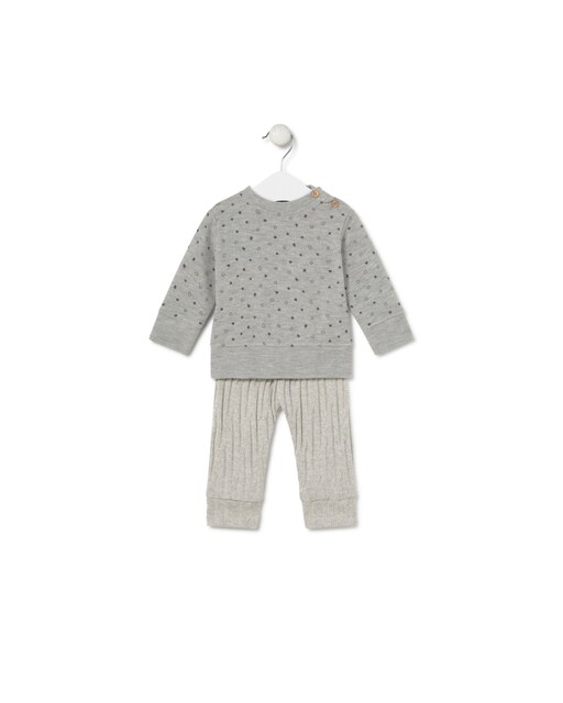 Imagen 0 de Conjunto de bebé combinado estampado y liso