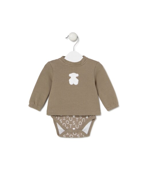 Imagen 0 de Body de bebé con jersey de algodón liso combinado con con estampado