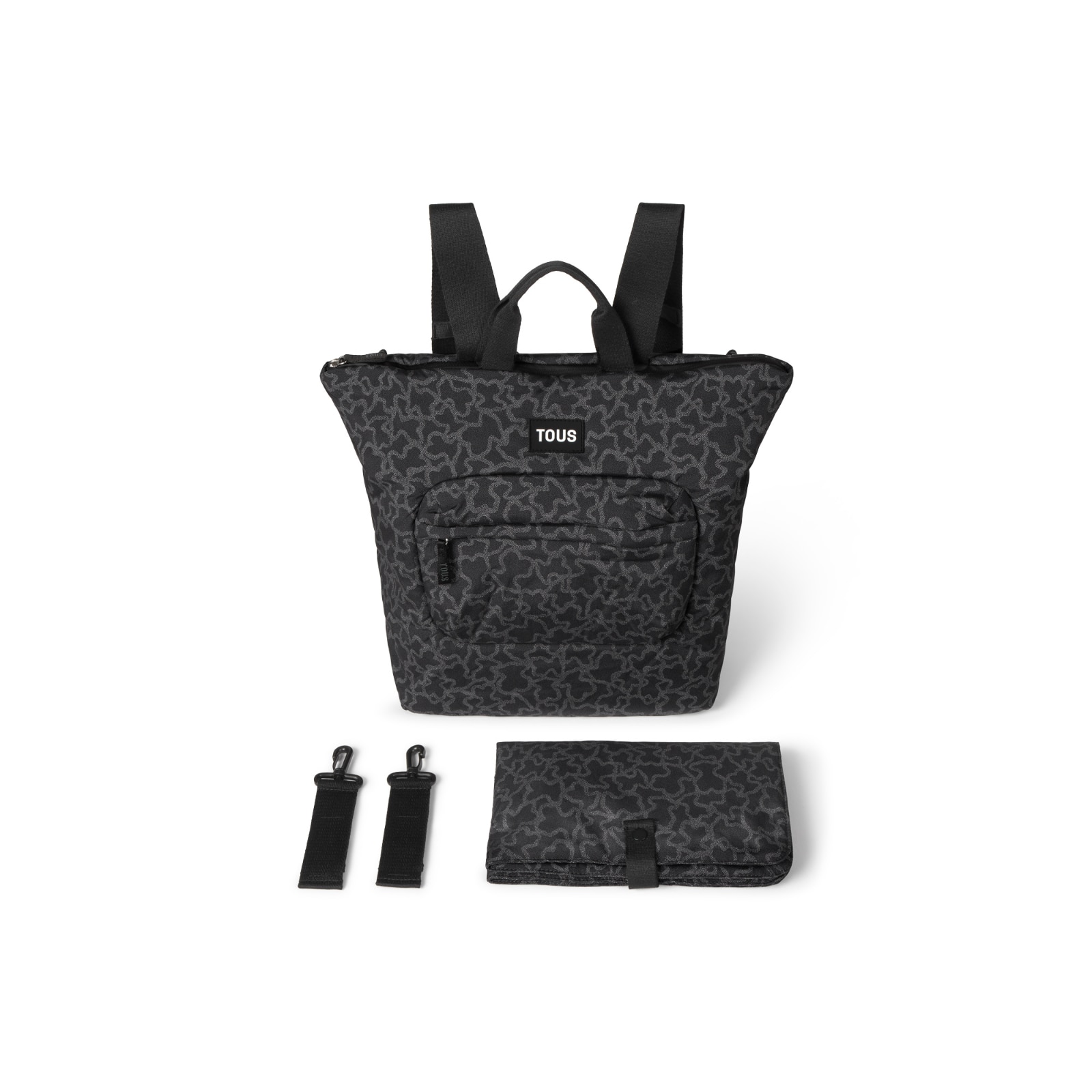 Mochila de maternidad (37x42 cm) con cambiador estampada Kaos - Negro Negro-5