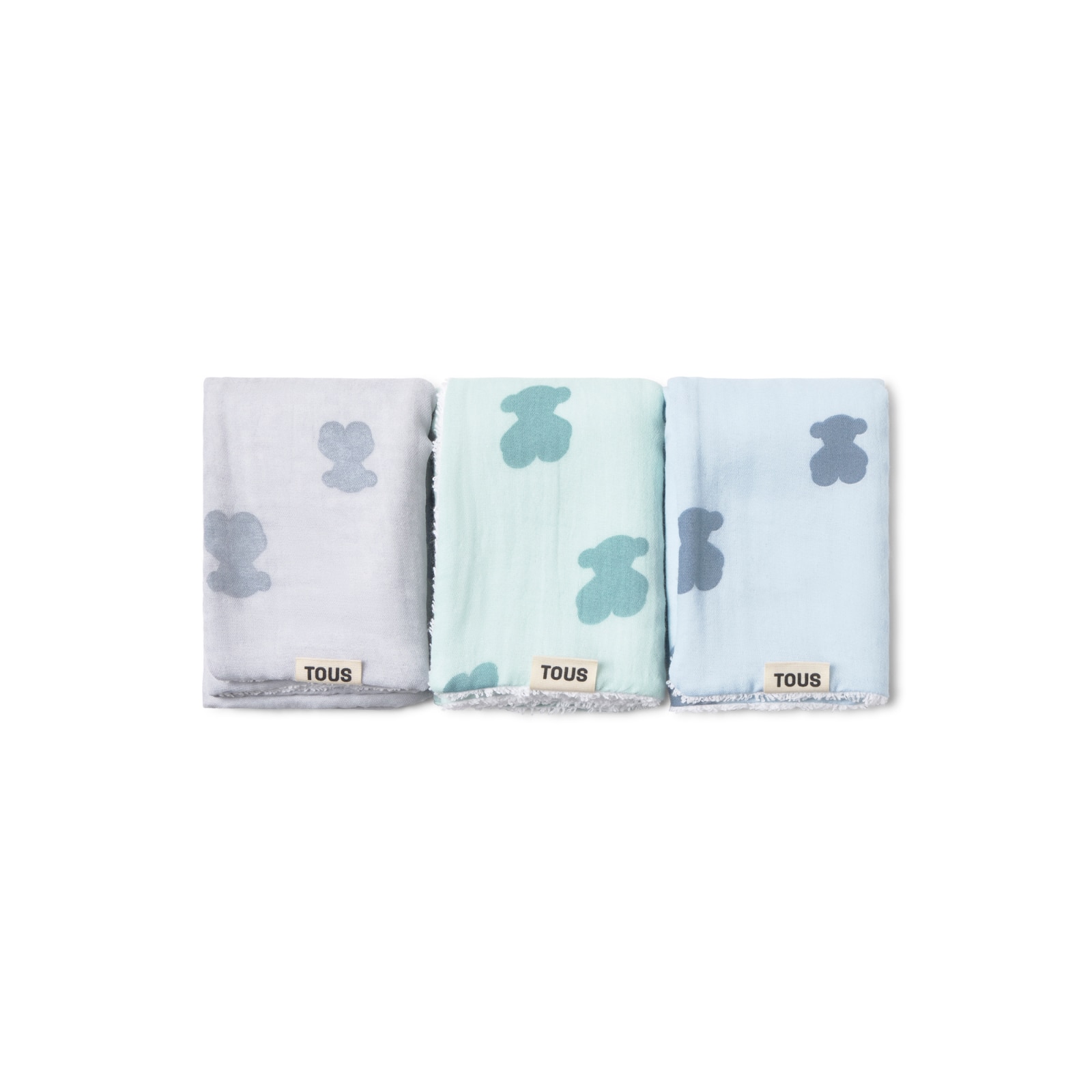 Pack de mini toallas 30x30 cm Tous Baby con osos sobre rizo - Azul claro Azul claro-2