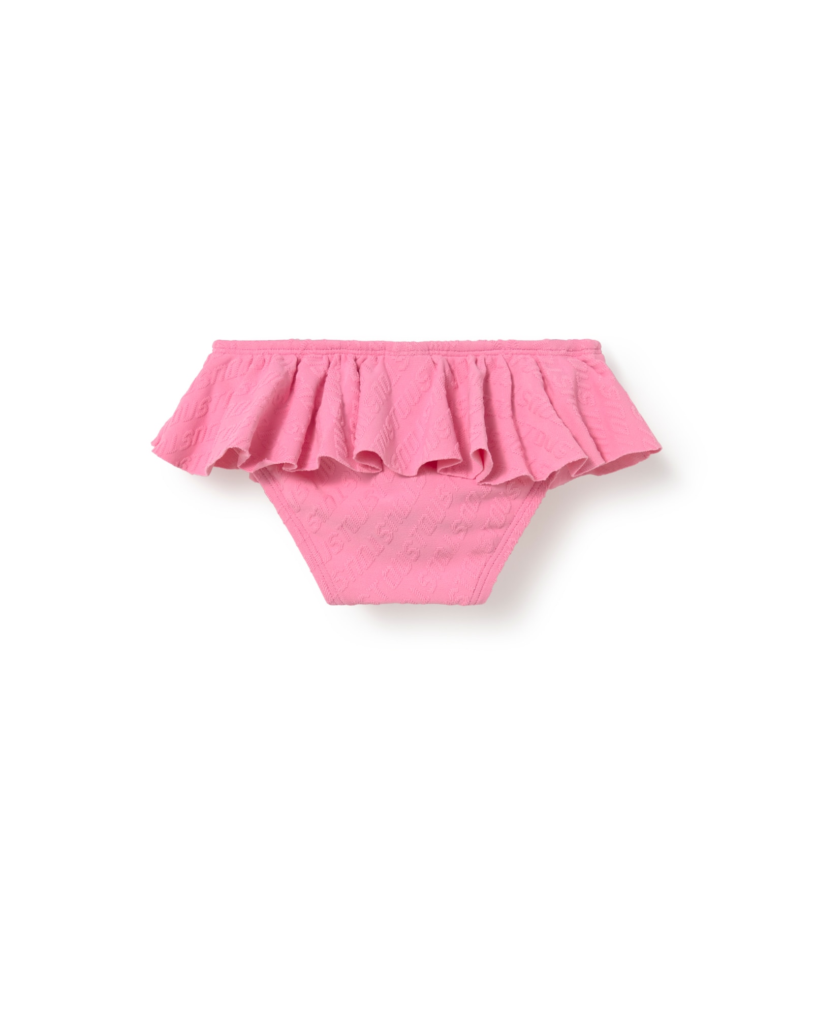 Bañador de niña con gran volante en jaquard con logo TOUS - Rosa chicle Rosa chicle-2