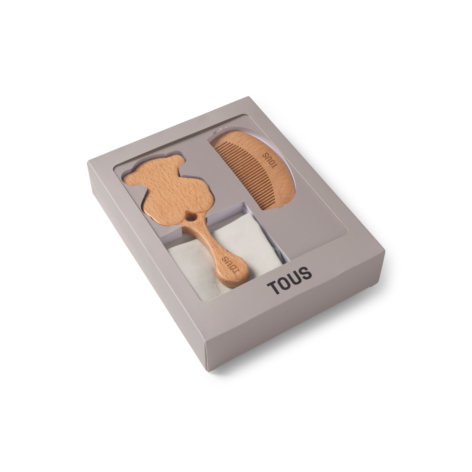 Set de cepillo y peine Tous Baby de madera de haya natural - Beige Beige-4