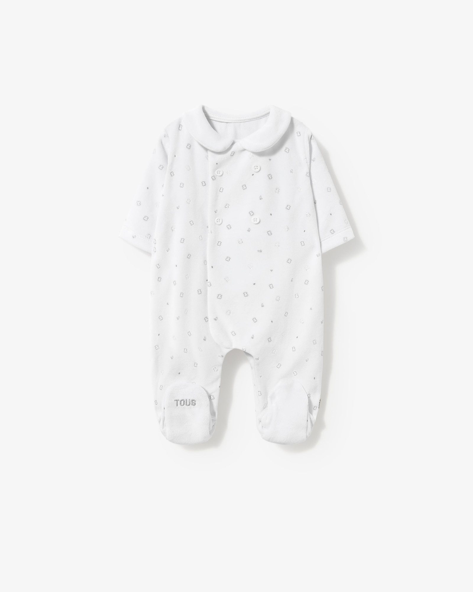 Imagen 0 de Pelele de bebé niño tundosado microestampado con cuello claudine Blanco