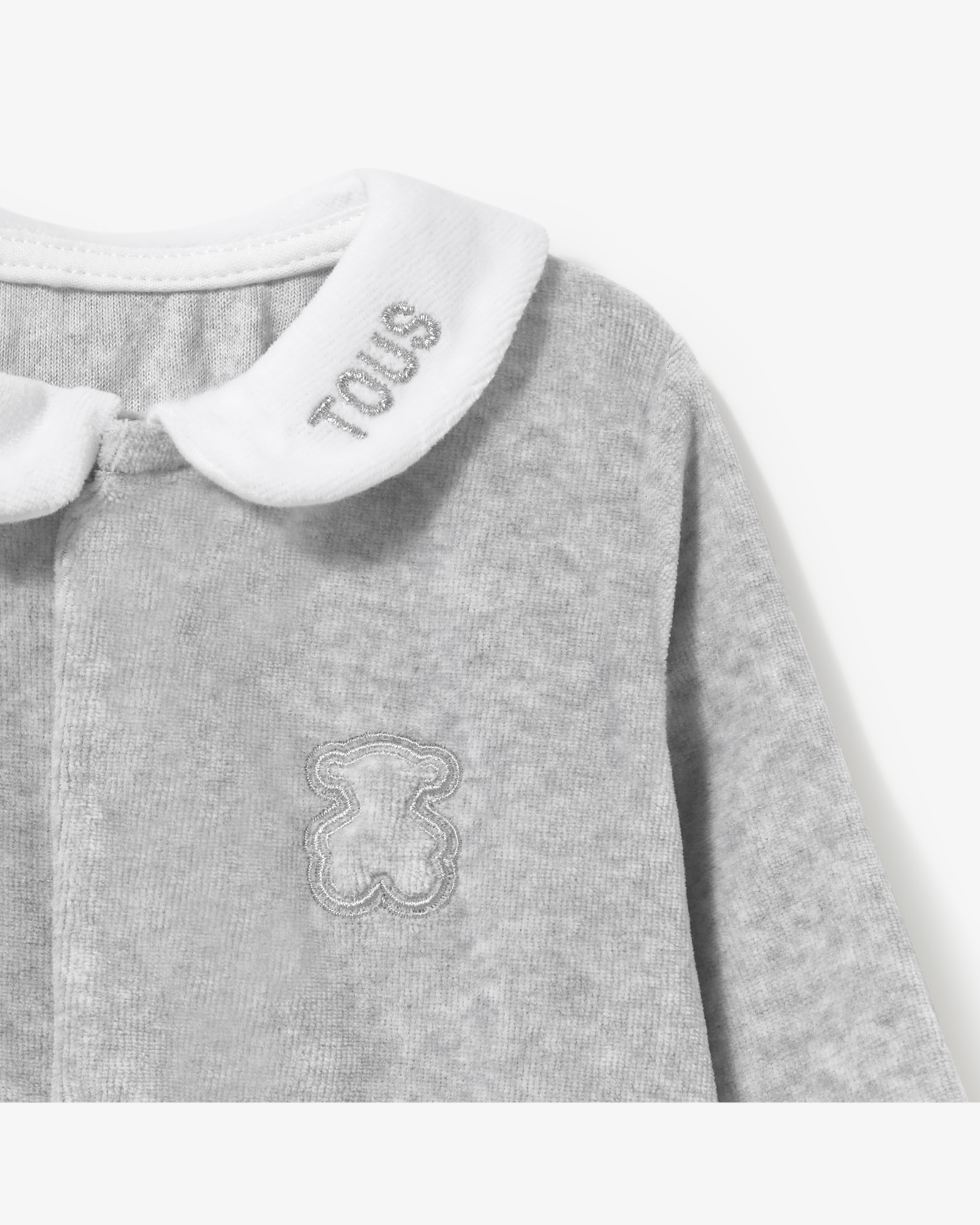 Pelele de bebé tundosado con cuello claudine - Tous - Gris Gris-2