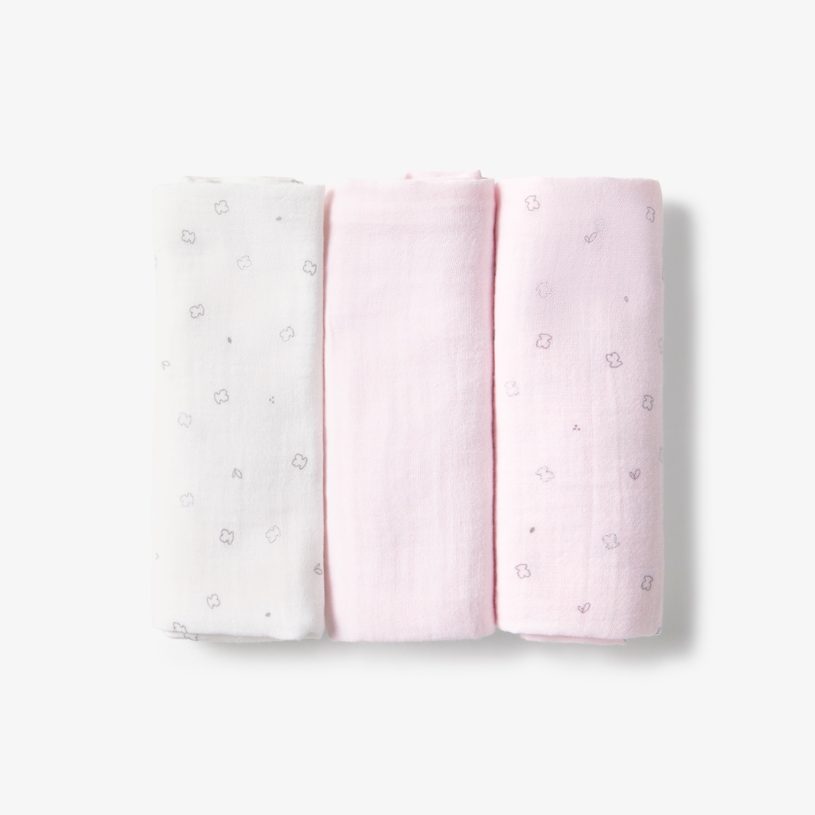 Imagen 1 de Pack de 3 muselinas 55x55 cm Tous Baby microestampadas - Rosa Rosa