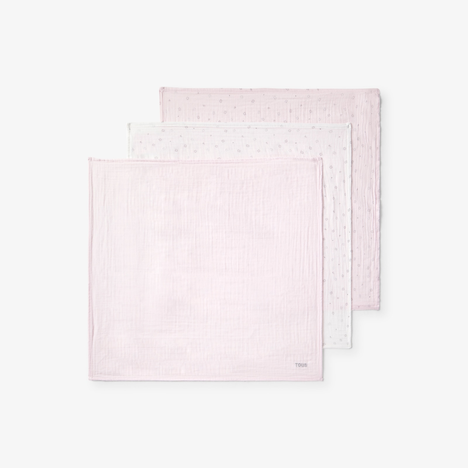 Imagen 2 de Pack de 3 muselinas 55x55 cm Tous Baby microestampadas - Rosa Rosa