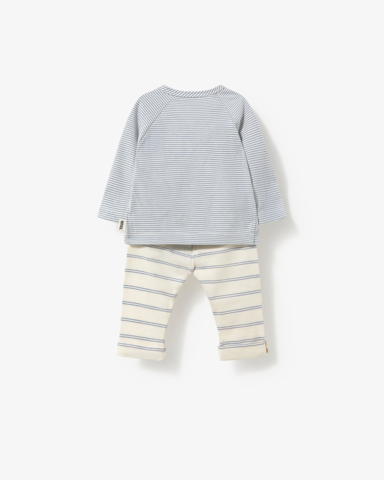 Conjunto de bebé niño en algodón a rayas con camiseta cruzada y legging - Tous - Azul claro Azul claro-3