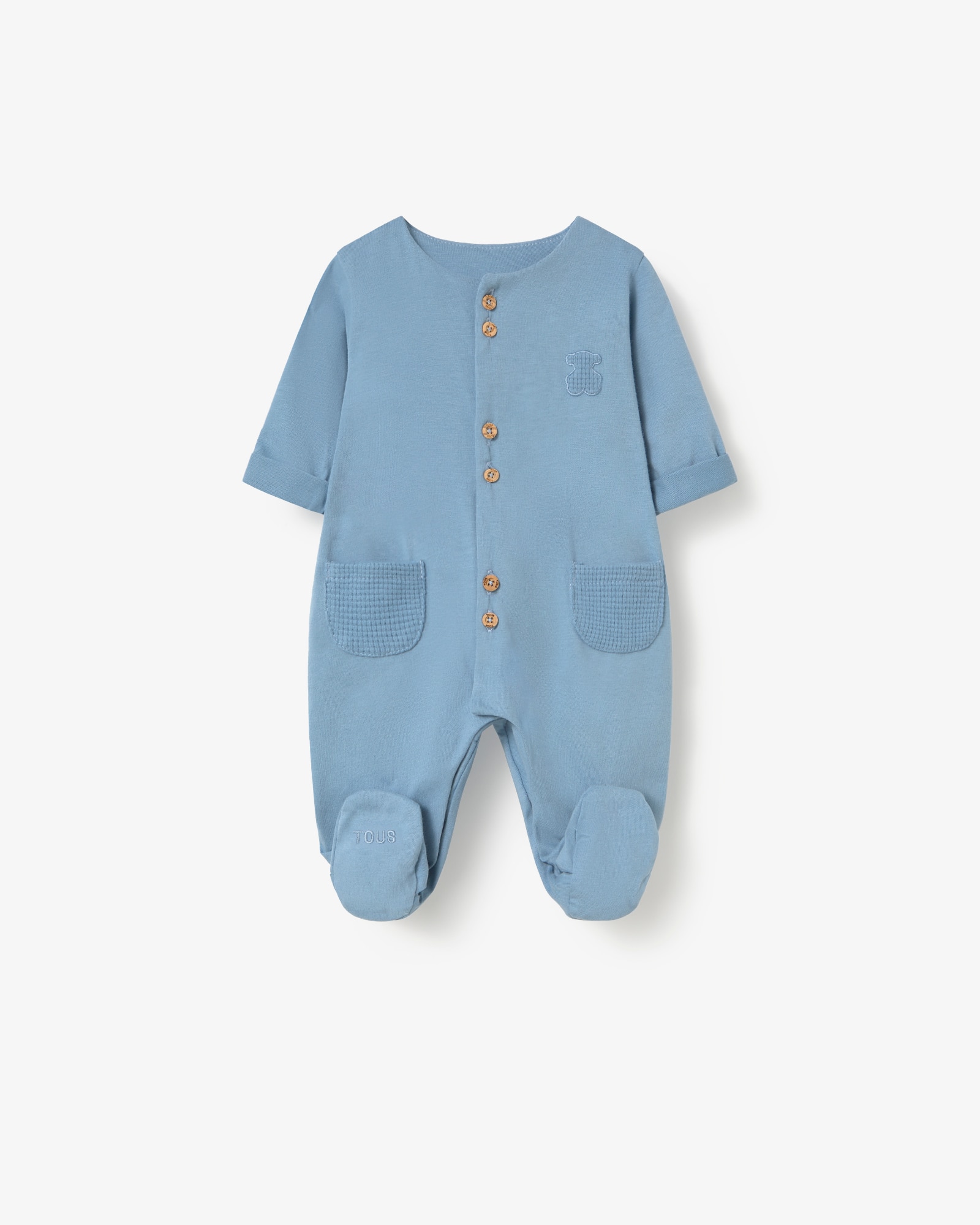 Pelele de bebé niña en algodón liso con abotonado frontal - Tous - Azul Azul-1