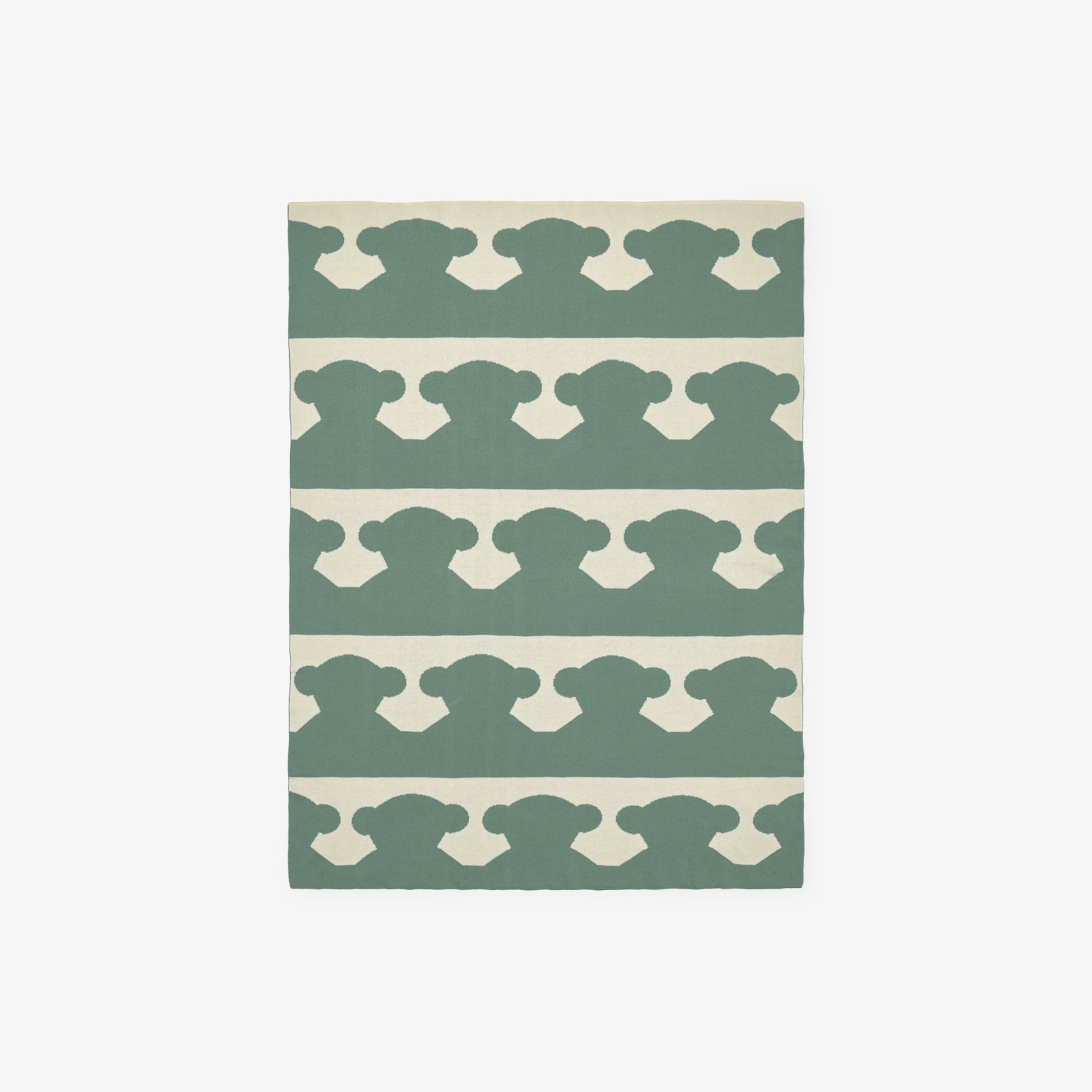 Manta para mini cuna o cuna 78x104 cm Tous Baby con franjas de osos - Verde Verde-1