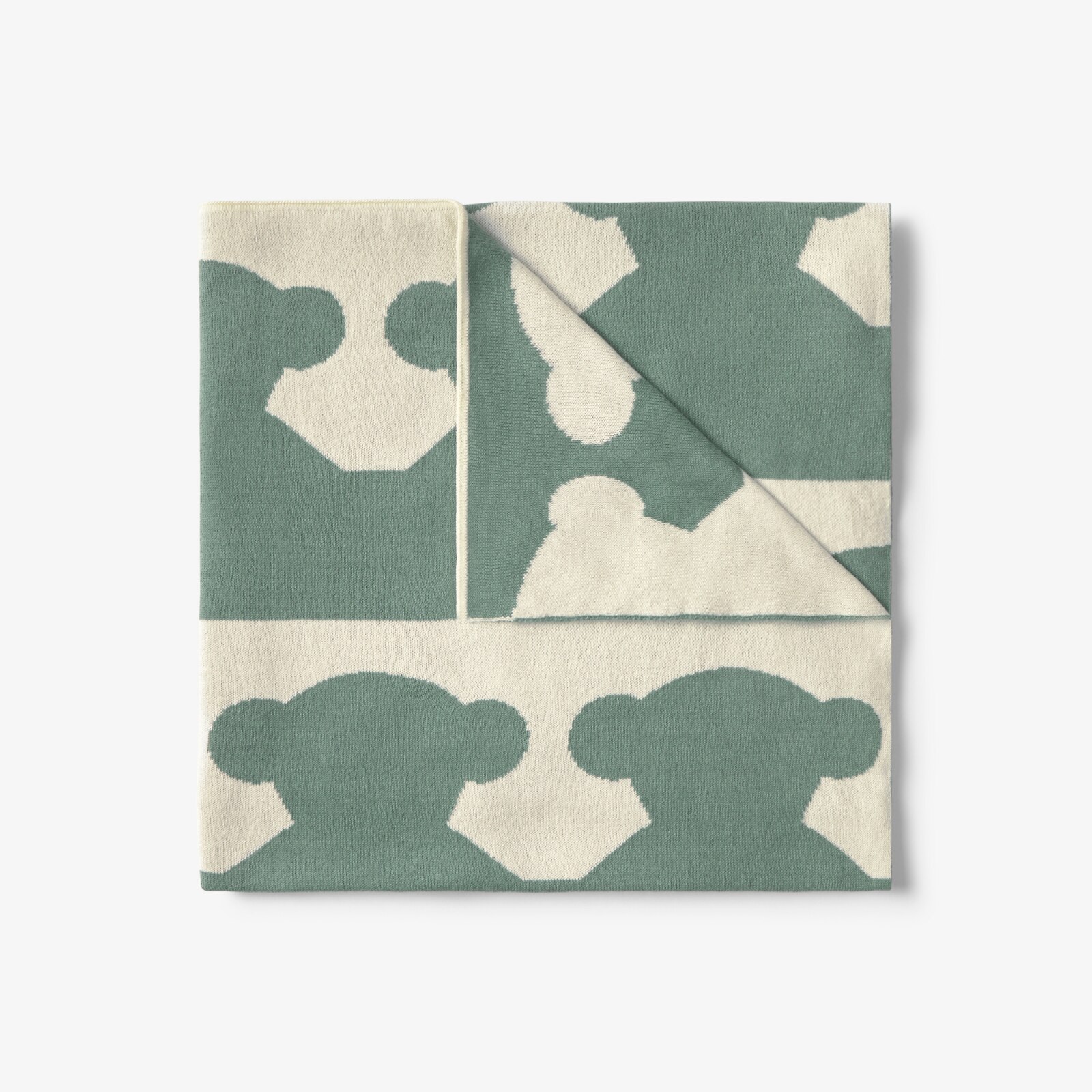 Manta para mini cuna o cuna 78x104 cm Tous Baby con franjas de osos - Verde Verde-2