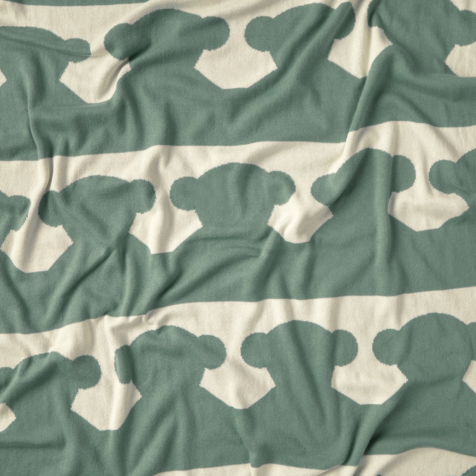 Manta para mini cuna o cuna 78x104 cm Tous Baby con franjas de osos - Verde Verde-3
