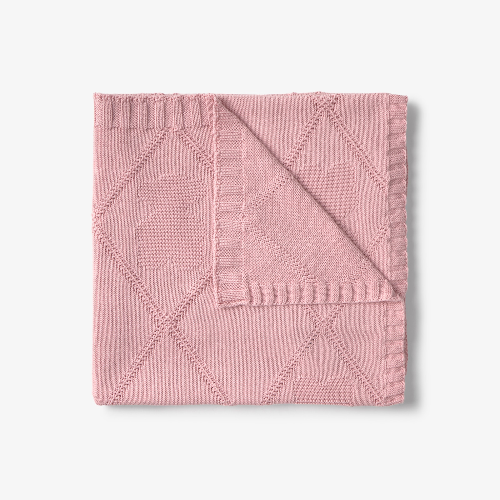 Imagen 2 de Manta para mini cuna o cuna 78x104 cm Tous Baby tricotada de rombos con osos - Rosa Rosa