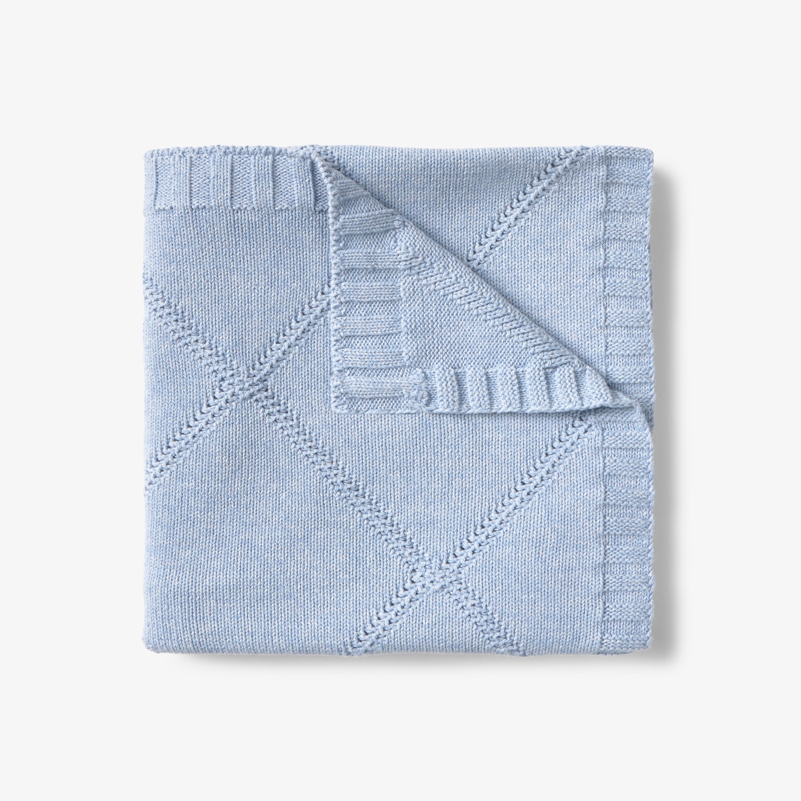 Manta para mini cuna o cuna 78x104 cm Tous Baby tricotada de rombos con osos - Azul claro Azul claro-2