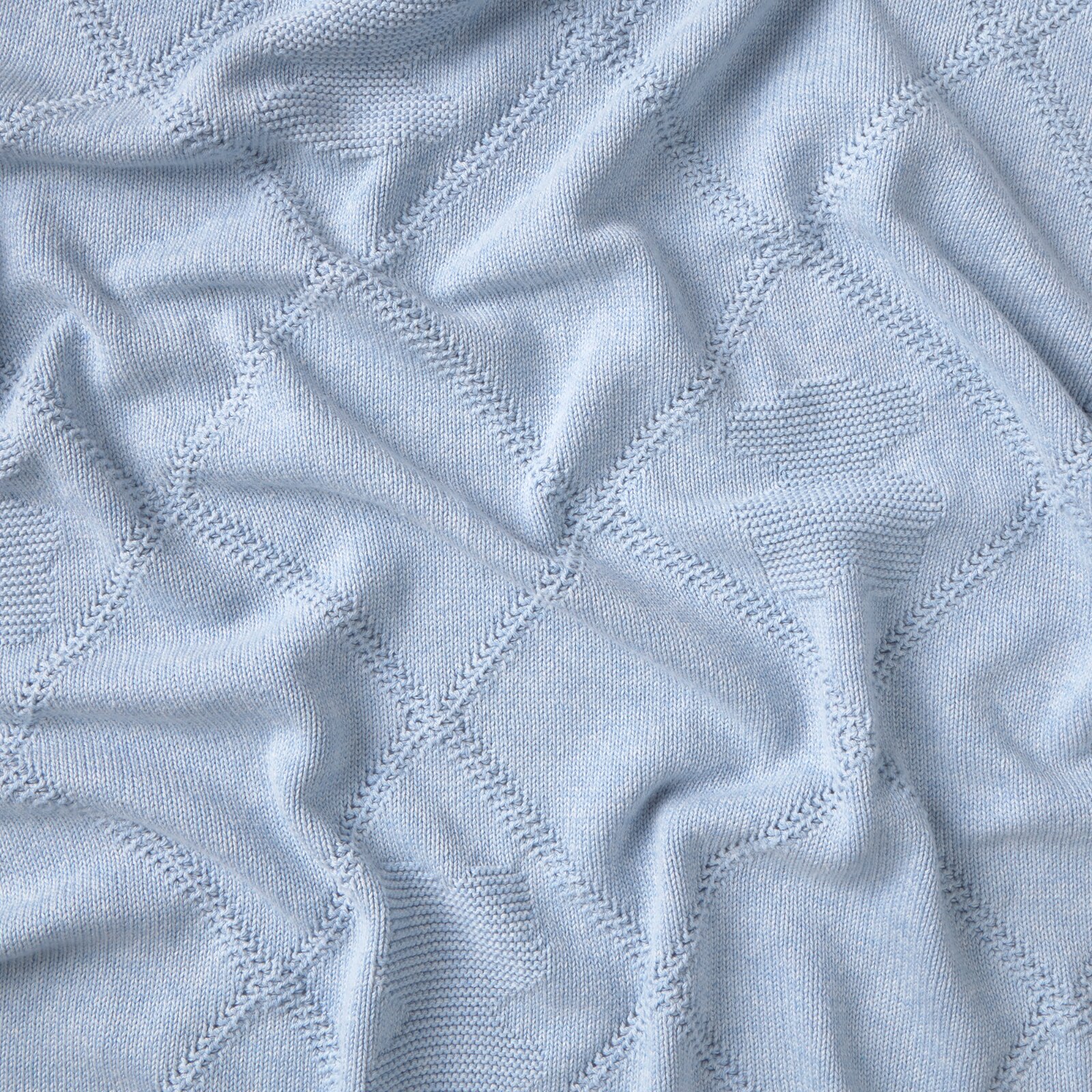 Manta para mini cuna o cuna 78x104 cm Tous Baby tricotada de rombos con osos - Azul claro Azul claro-3