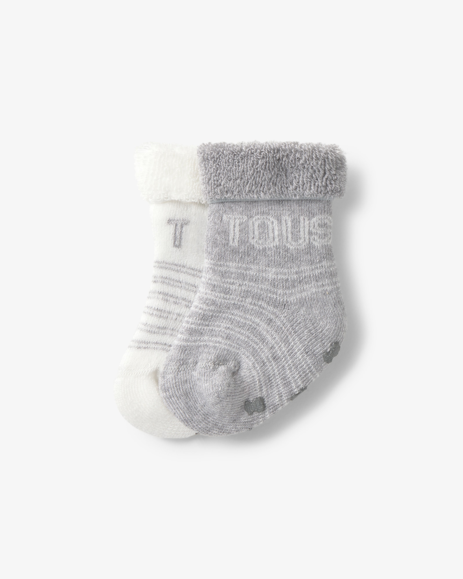 Imagen 0 de Set de 2 calcetines de bebé con logo tous y rayas, con suela antideslizante Gris