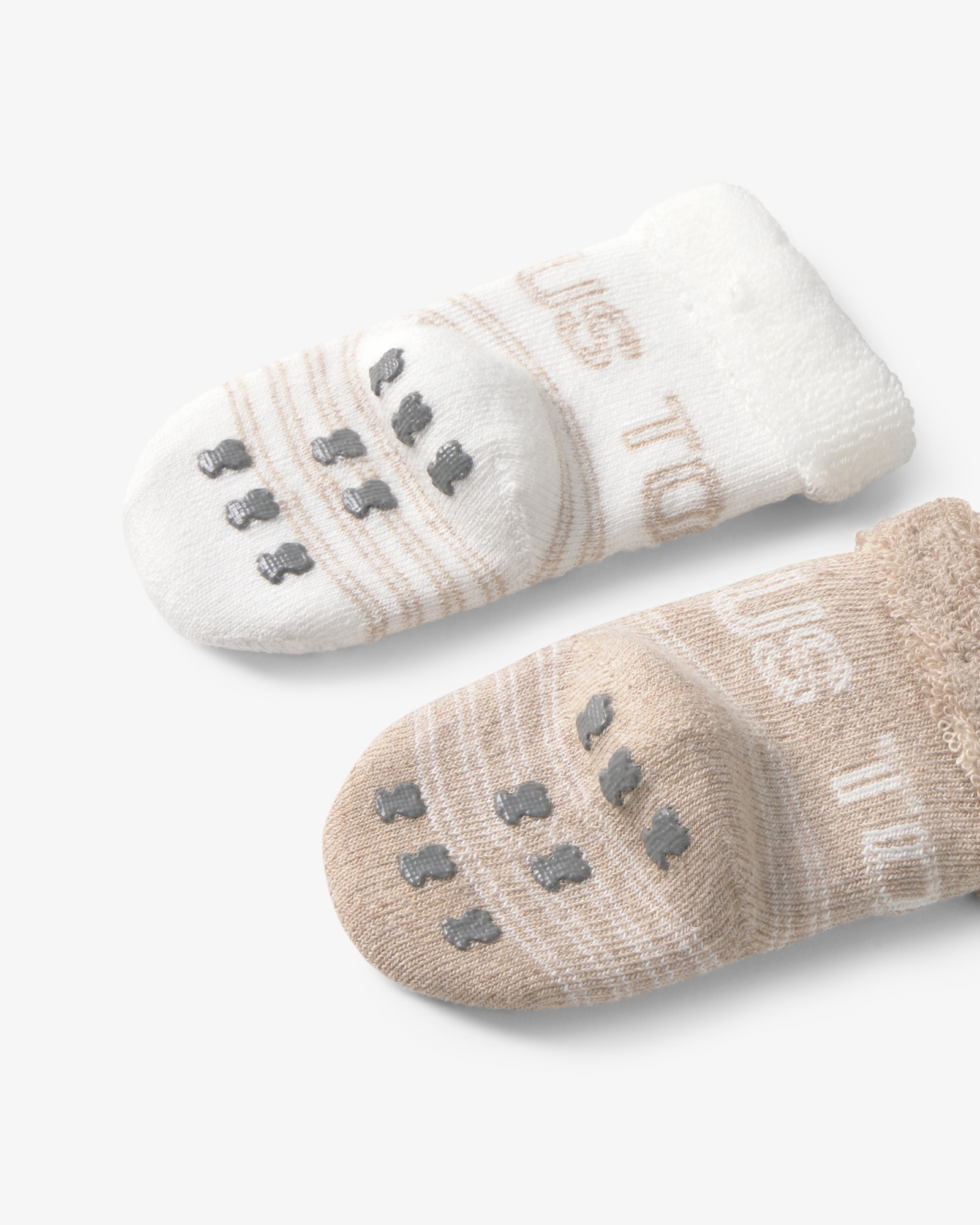 Imagen 4 de Set de 2 calcetines de bebé con logo tous y rayas, con suela antideslizante - Beige Beige
