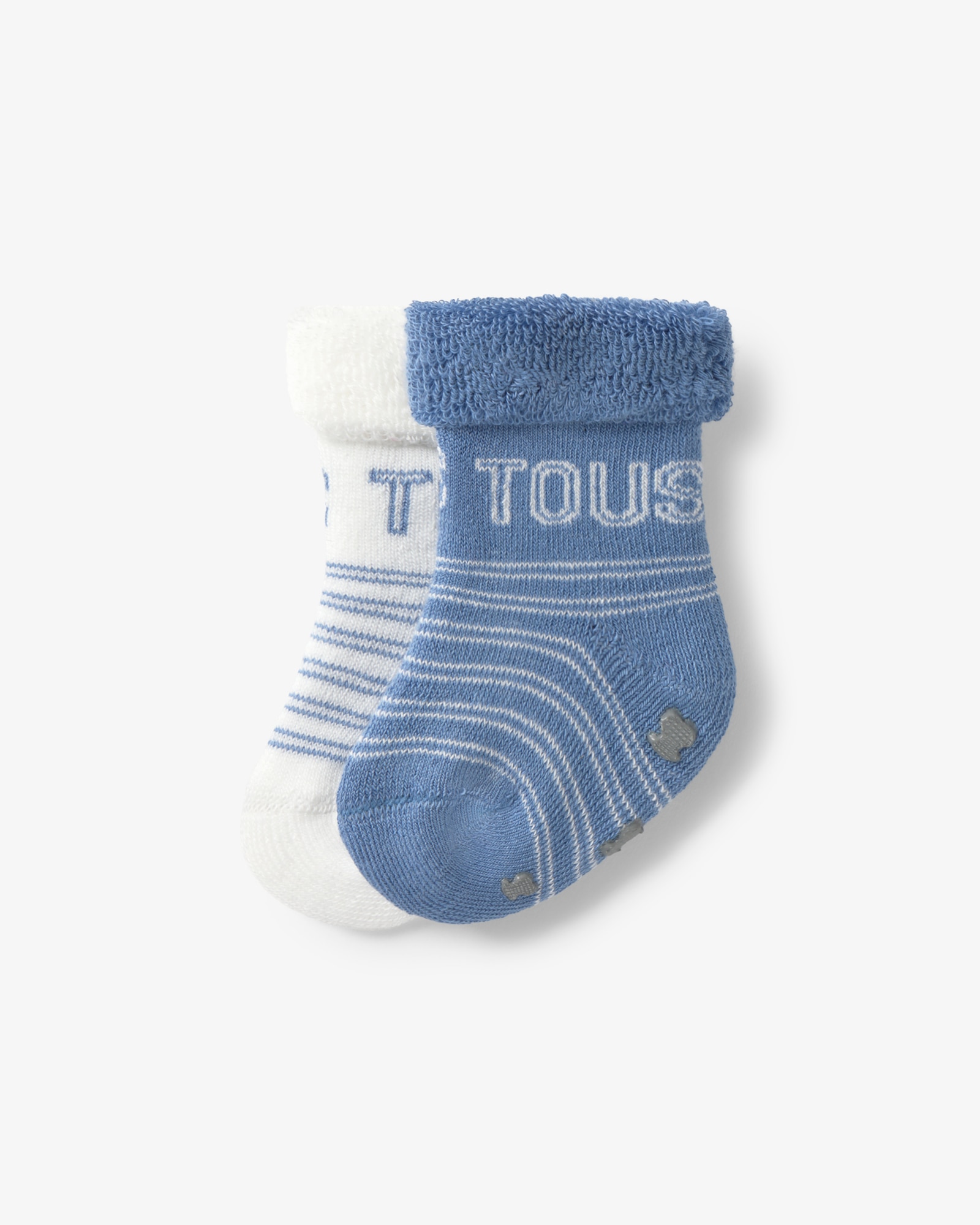 Imagen 1 de Set de 2 calcetines de bebé con logo tous y rayas, con suela antideslizante - Azul Azul
