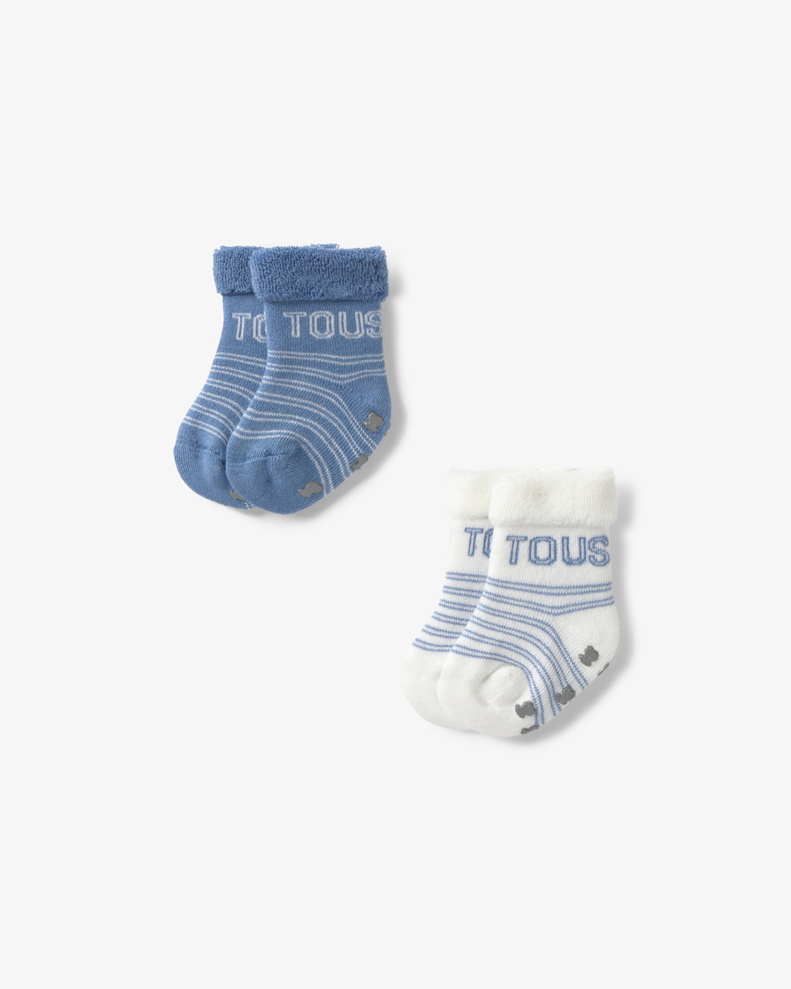 Imagen 3 de Set de 2 calcetines de bebé con logo tous y rayas, con suela antideslizante - Azul Azul