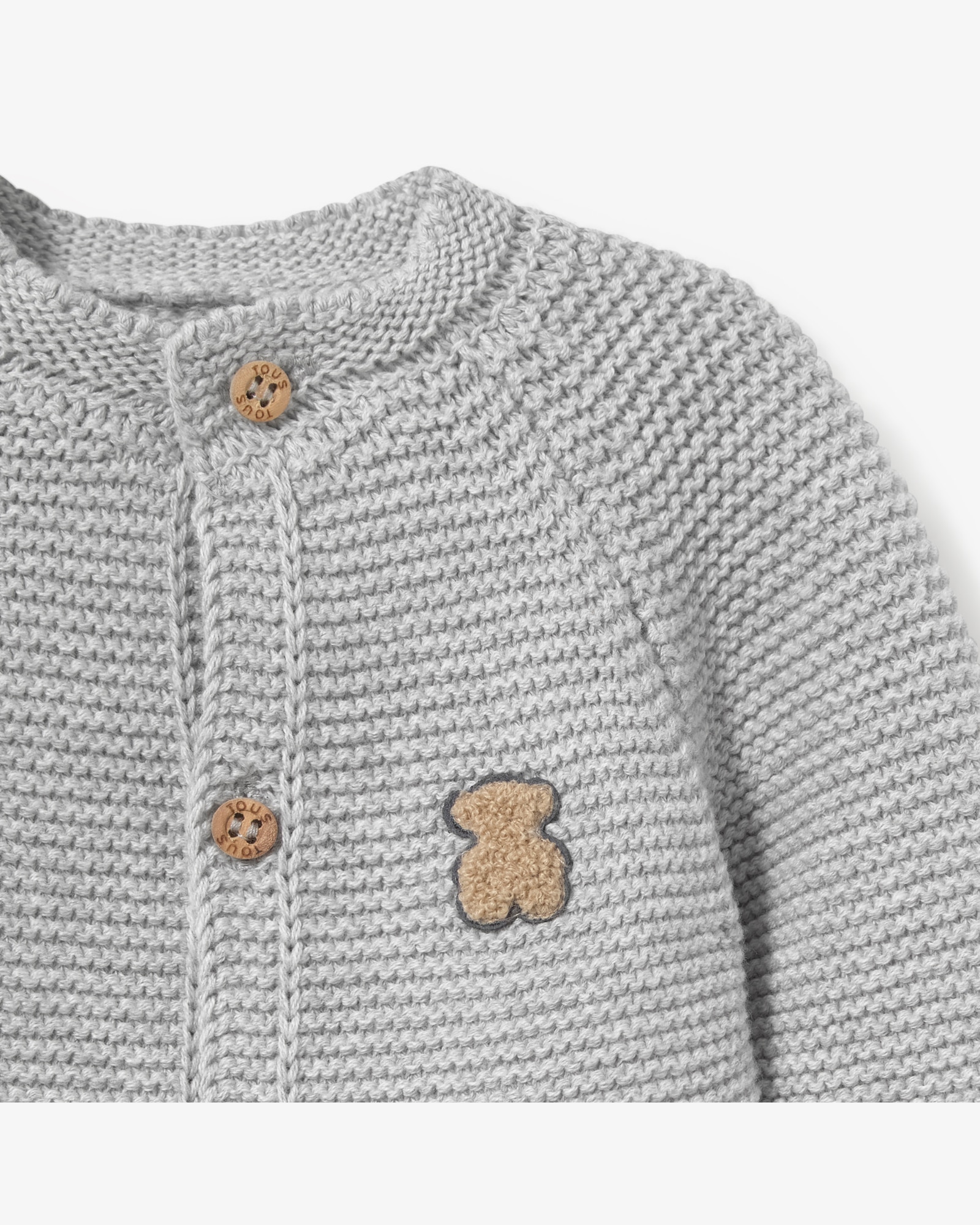 Pelele de bebé niña en algodón tricotado abotonado sin pies - Tous - Gris Gris-2