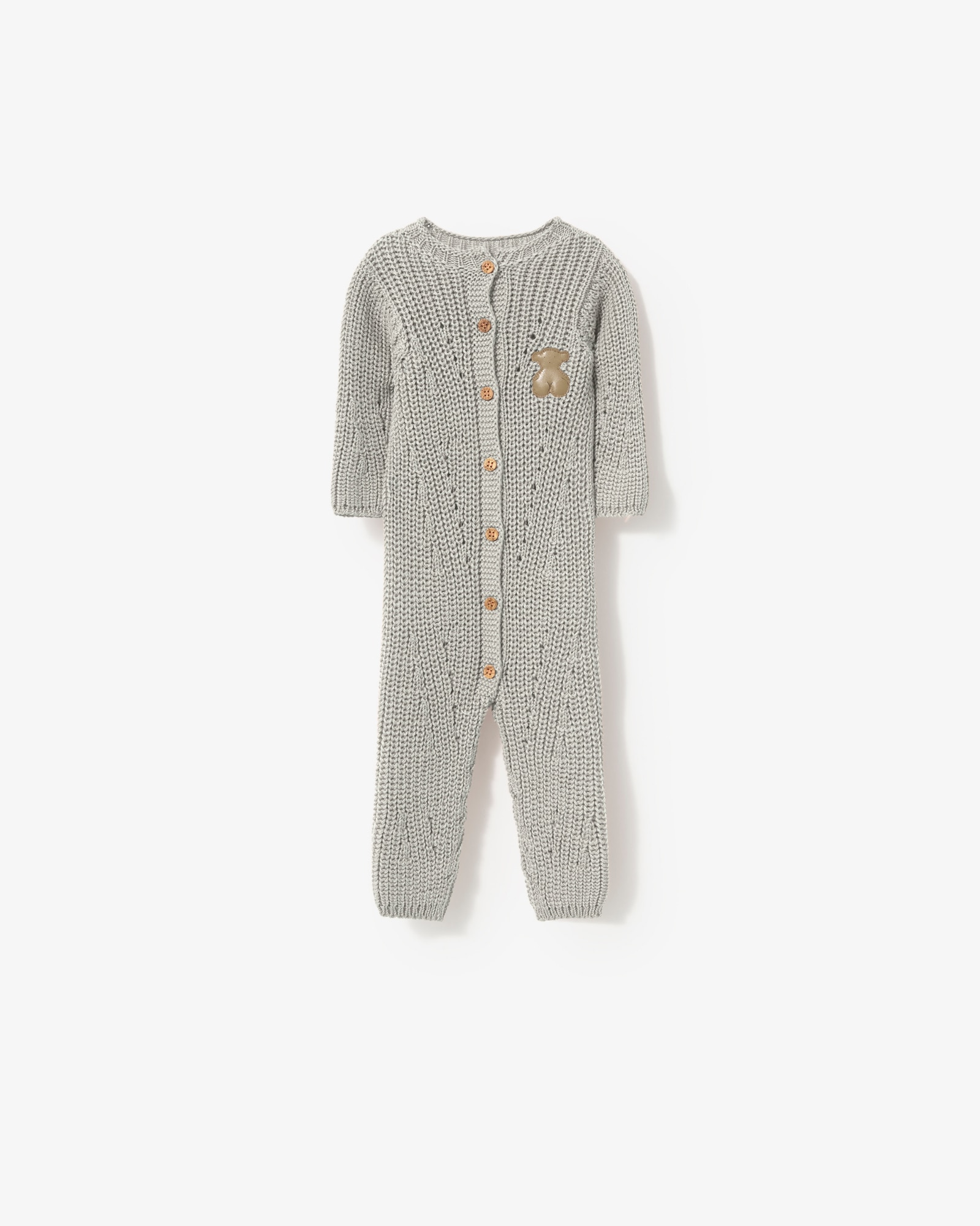 Pelele de bebé niño en algodón tricotado abotonado sin pies - Tous - Gris Gris-1