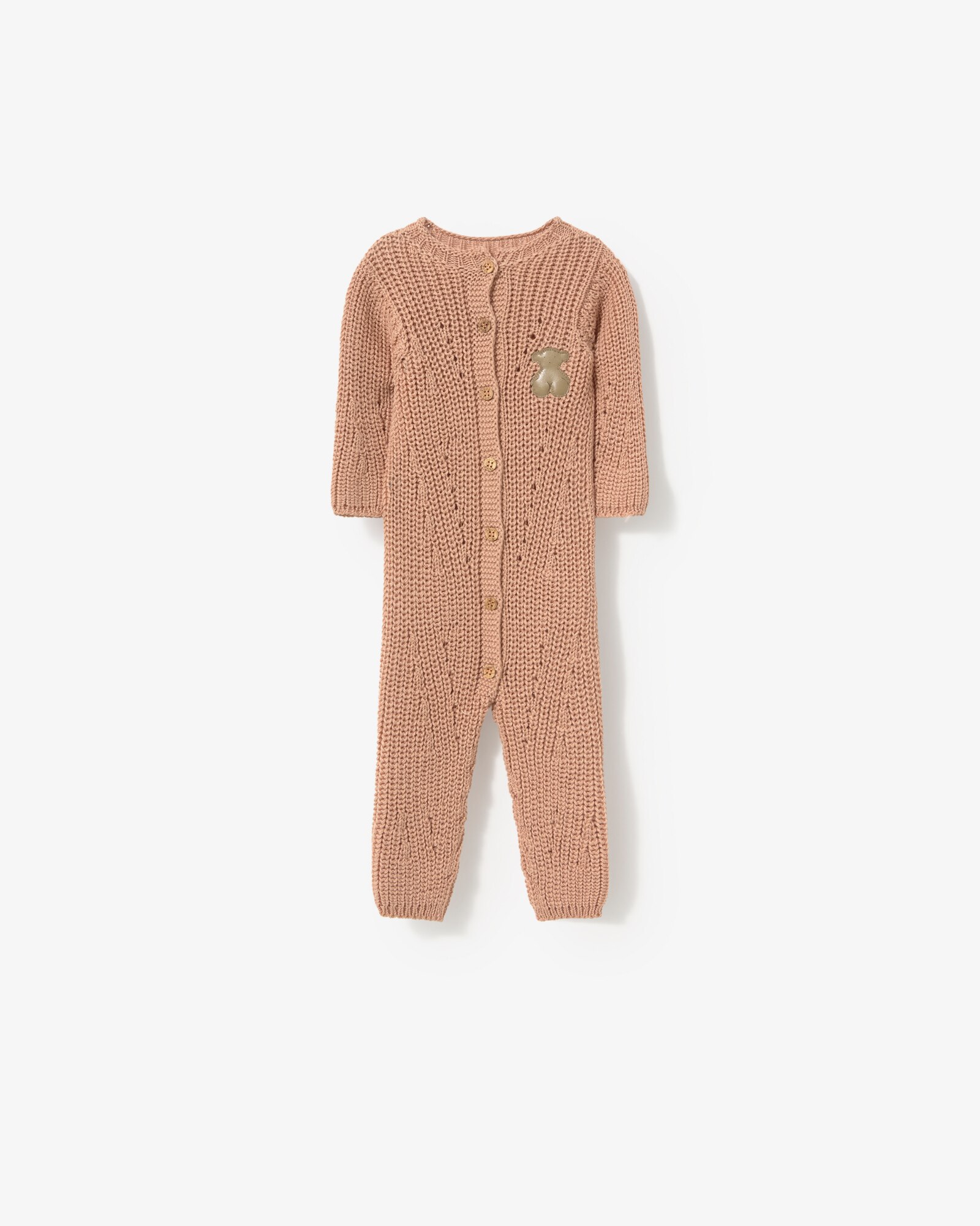 Pelele de bebé niño en algodón tricotado abotonado sin pies - Tous - Rosa Rosa-1