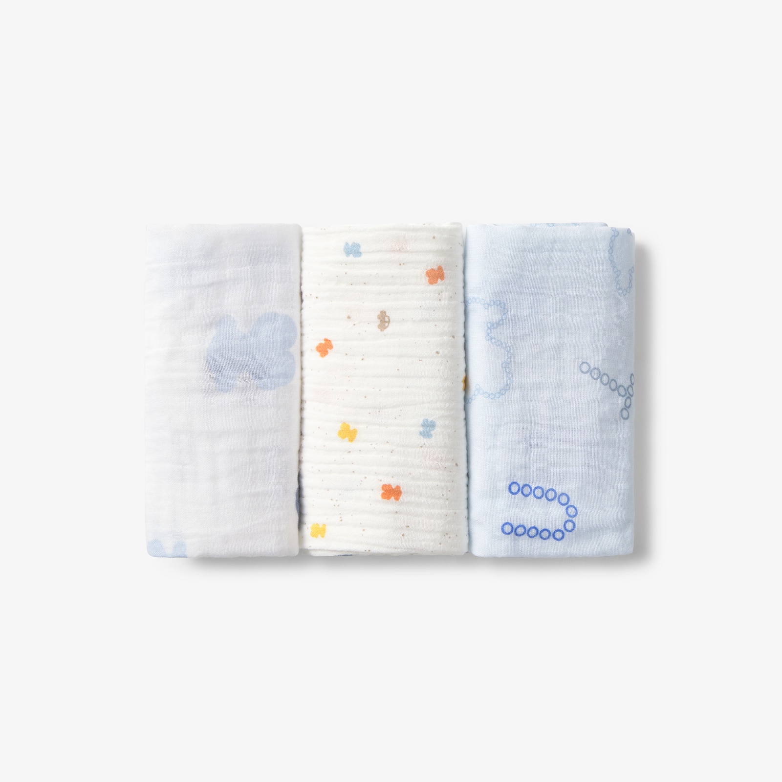 Pack de 3 muselinas 38x38 cm Tous Baby multi estampadas - Azul Azul-1