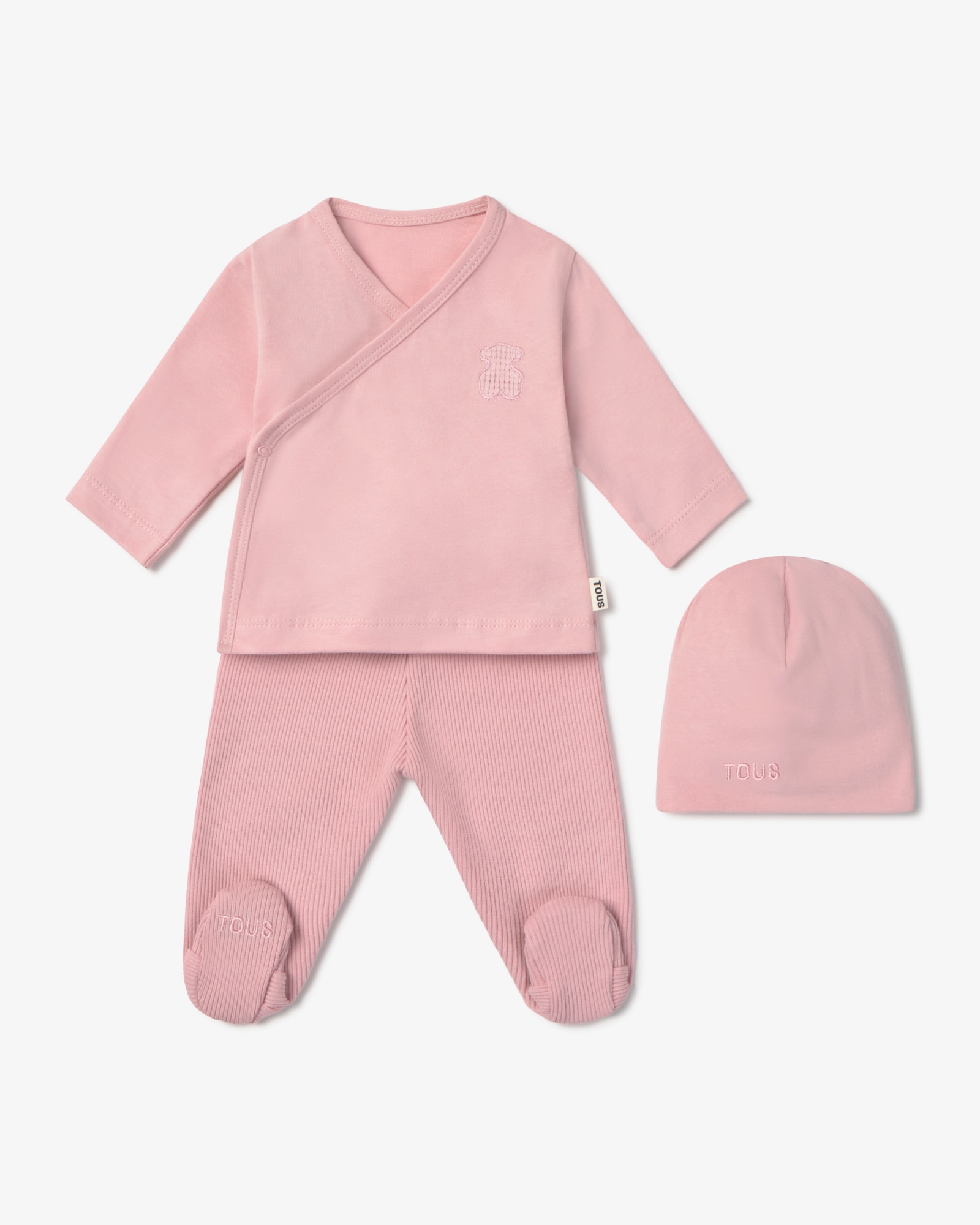 Set de bebé niño primera puesta con gorro, camiseta cruzada y polaina - Tous - Rosa Rosa-1